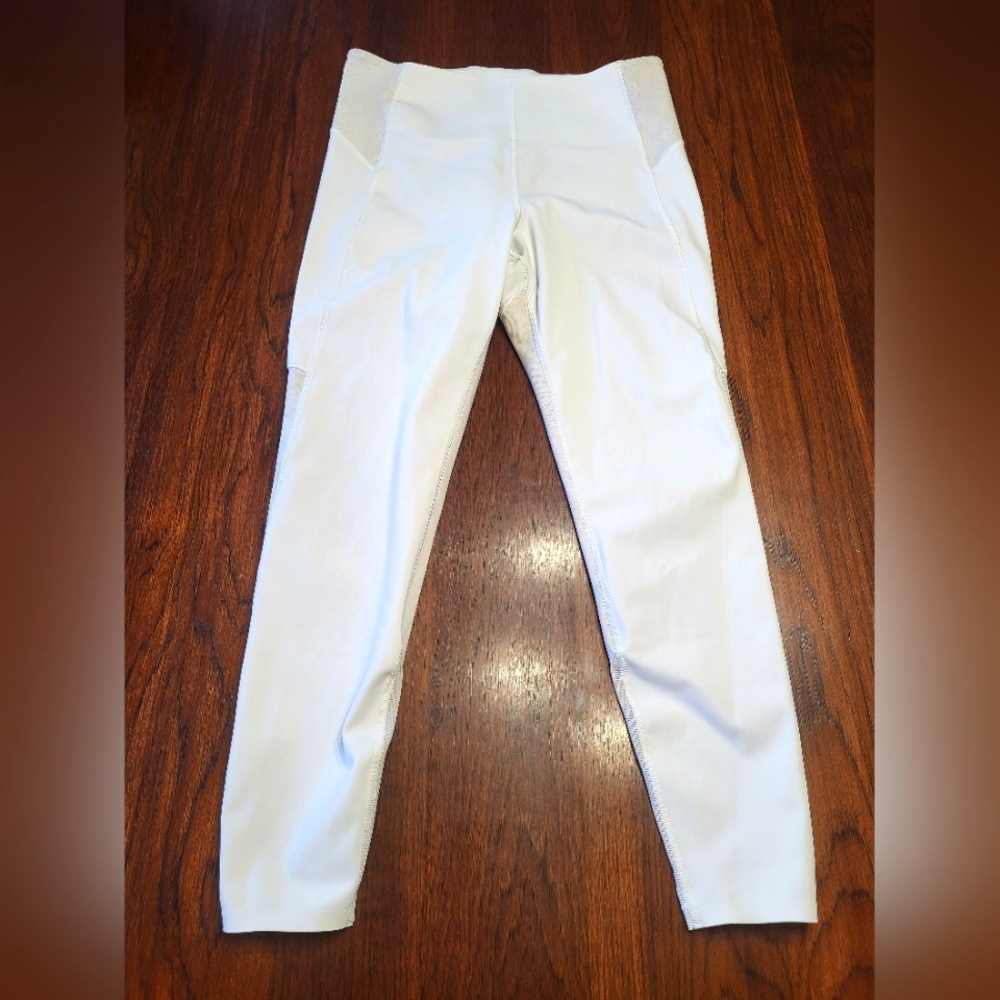 Athleta White Stay Fly 7/8 Tight Reflective Mesh Stretch Fitness Leggings Medium